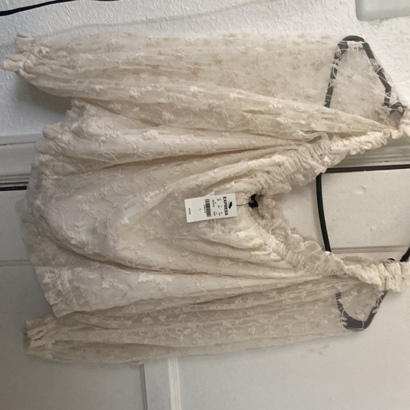 Express nwt cream lace top L - Picture 2 of 5